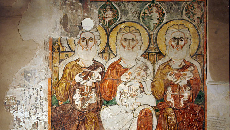 Les patriarches Abraham (au centre), Isaac et Jacob